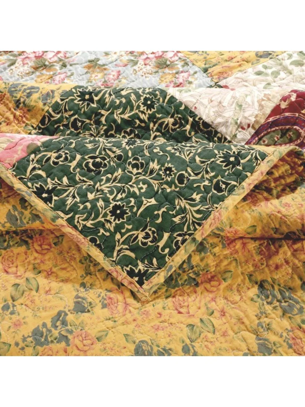 Antique Chic Quilted Patchwork Throw Blanket, 50x60, Cozy Multicolor Home Decor